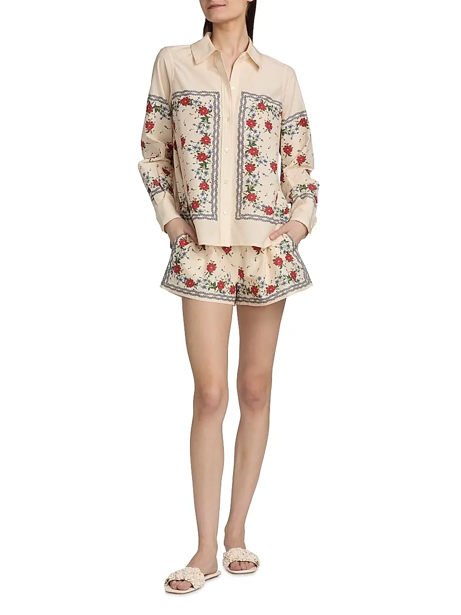 Cami NYC Women's Oslo Floral Cotton-Silk Drawstring Shorts | Thumbnail 2 Cami NYC Women's Oslo Floral Cotton-Silk Drawstring Shorts | Thumbnail 2