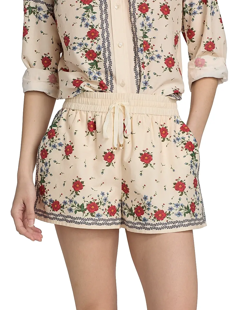 Cami NYC Women's Oslo Floral Cotton-Silk Drawstring Shorts | Thumbnail 3 Cami NYC Women's Oslo Floral Cotton-Silk Drawstring Shorts | Thumbnail 3