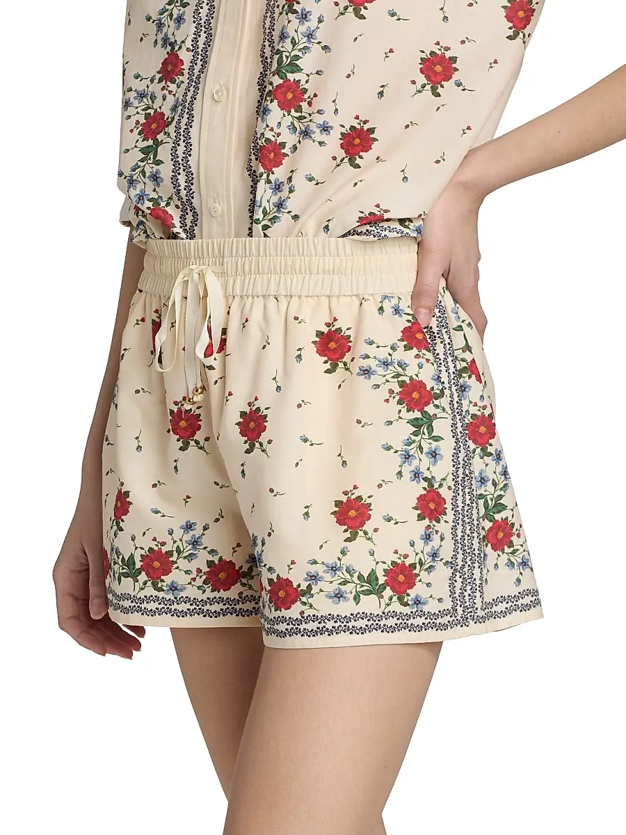 Cami NYC Women's Oslo Floral Cotton-Silk Drawstring Shorts | Thumbnail 4 Cami NYC Women's Oslo Floral Cotton-Silk Drawstring Shorts | Thumbnail 4