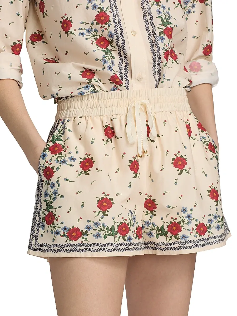 Cami NYC Women's Oslo Floral Cotton-Silk Drawstring Shorts | Thumbnail 6 Cami NYC Women's Oslo Floral Cotton-Silk Drawstring Shorts | Thumbnail 6