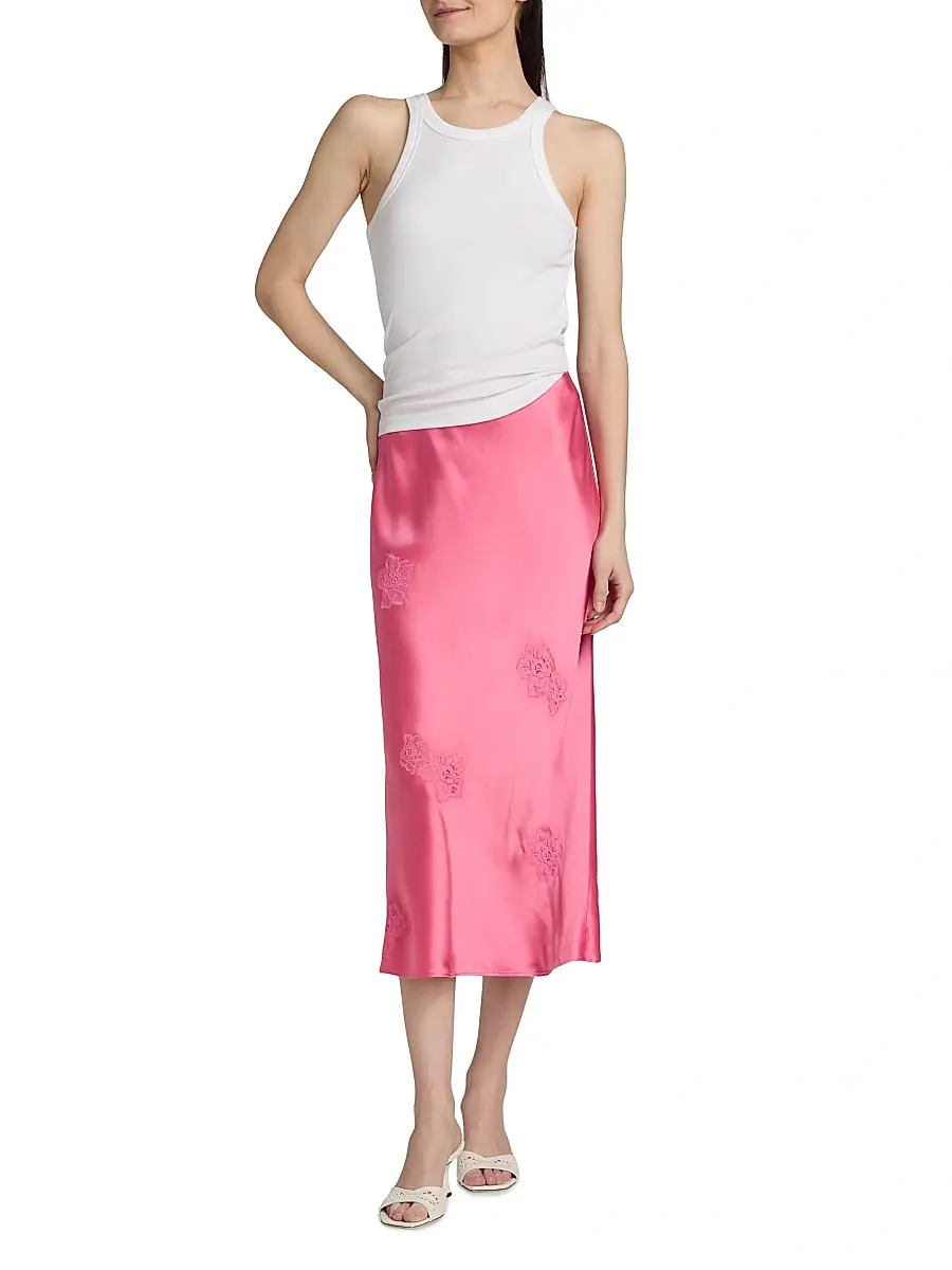 Cami NYC Women's Florina Embroidered Satin Midi-Skirt | Thumbnail 2 Cami NYC Women's Florina Embroidered Satin Midi-Skirt | Thumbnail 2