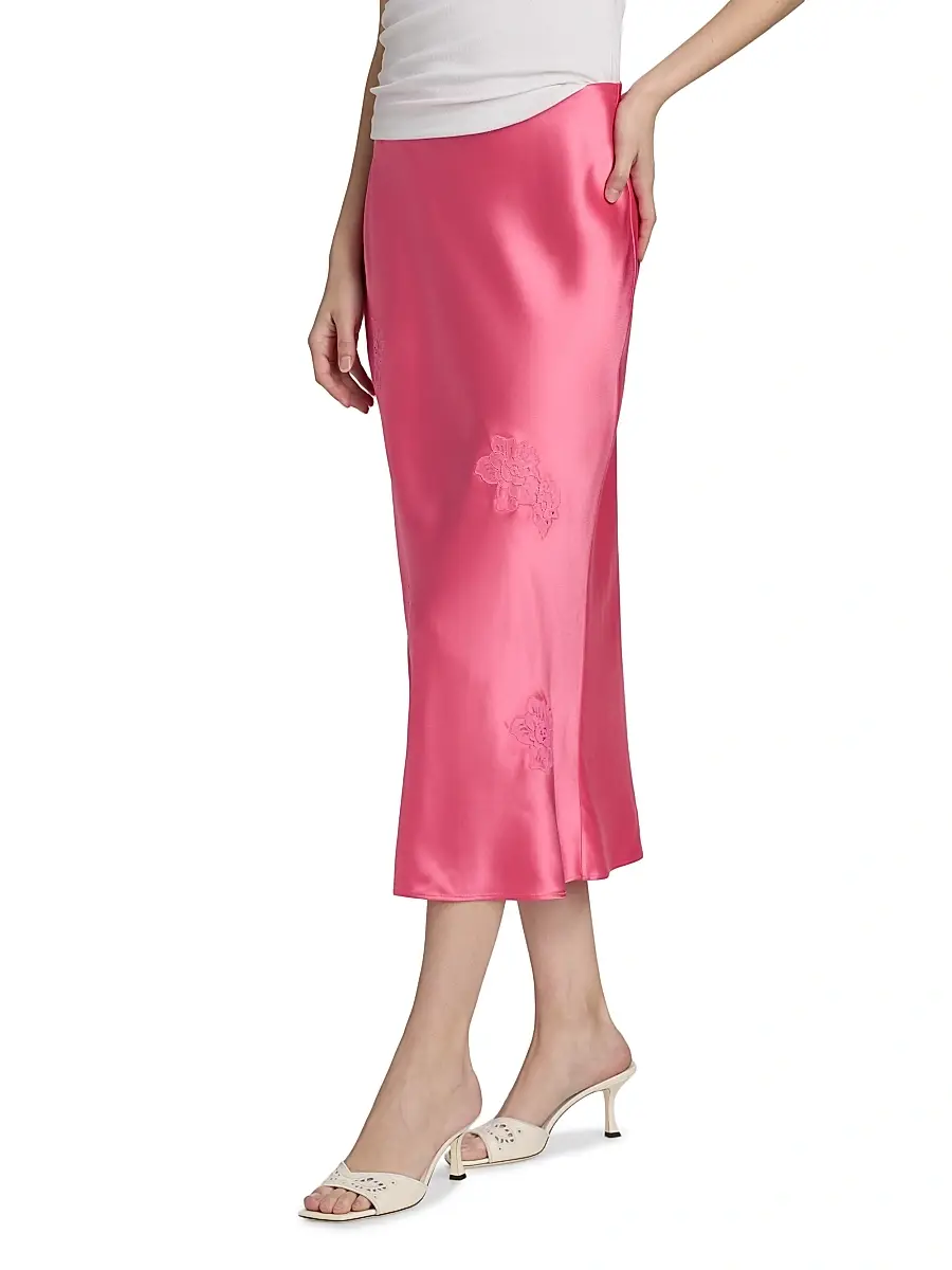 Cami NYC Women's Florina Embroidered Satin Midi-Skirt | Thumbnail 4 Cami NYC Women's Florina Embroidered Satin Midi-Skirt | Thumbnail 4