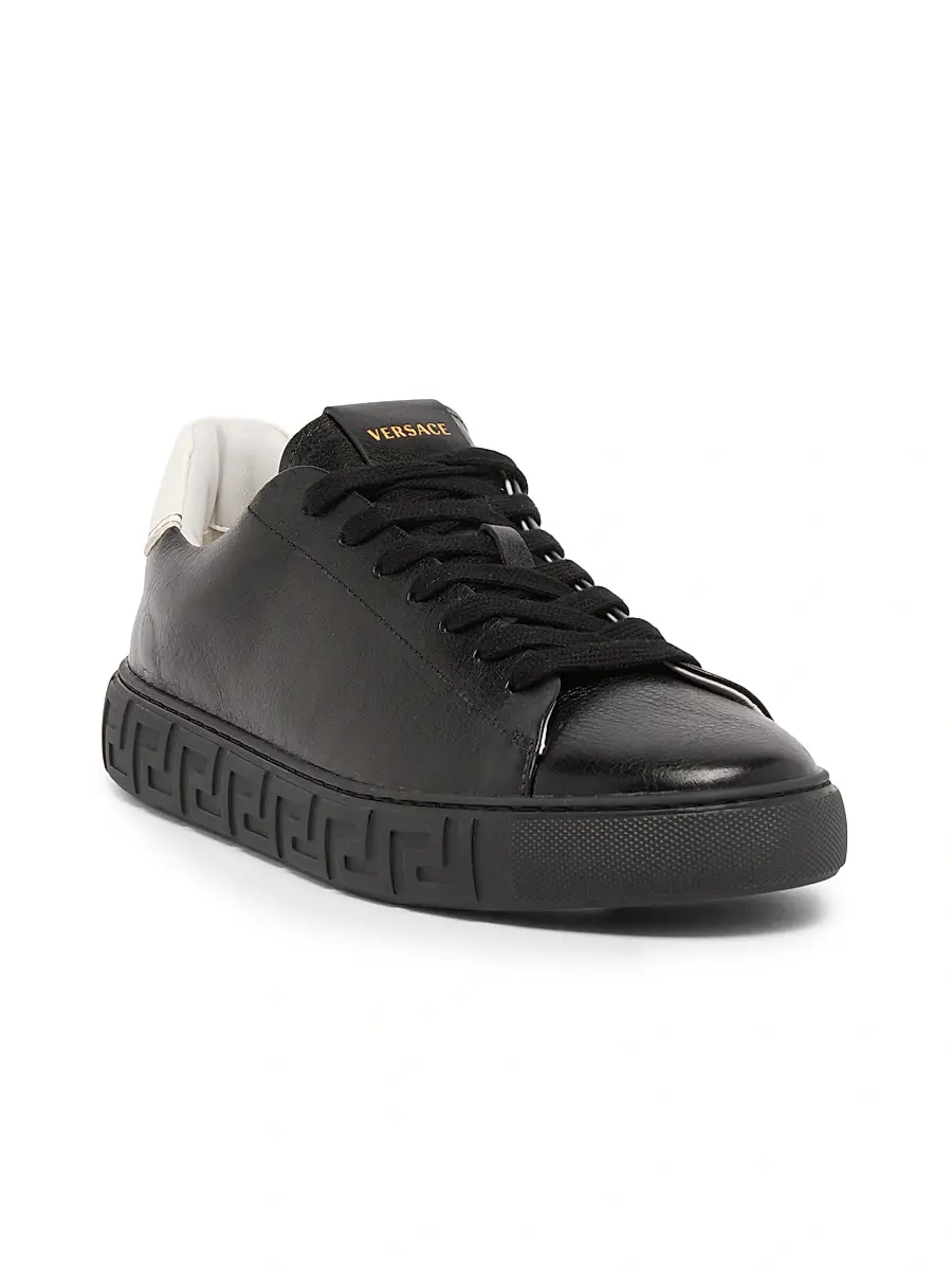 Versace Men's Greca Leather Low-Top Sneakers | Thumbnail 2