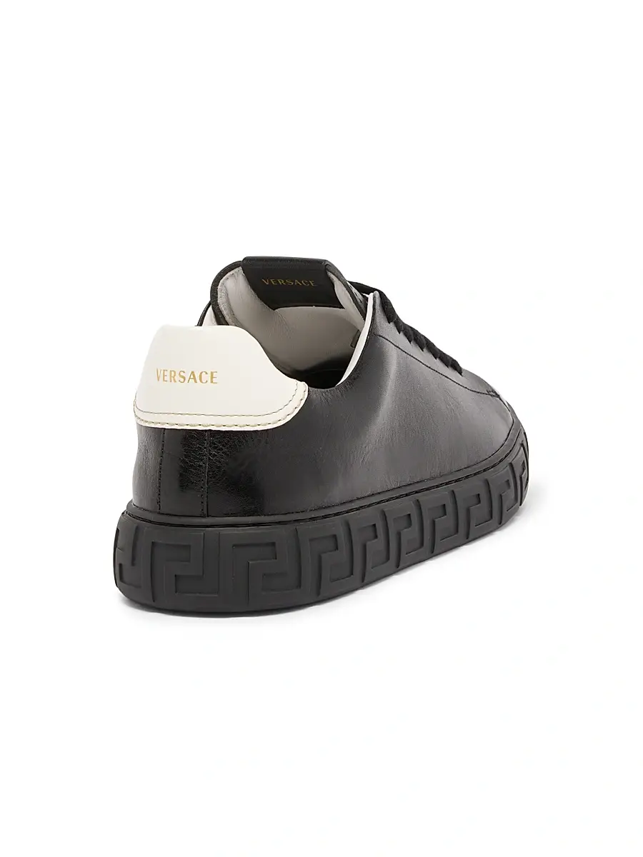 Versace Men's Greca Leather Low-Top Sneakers | Thumbnail 3