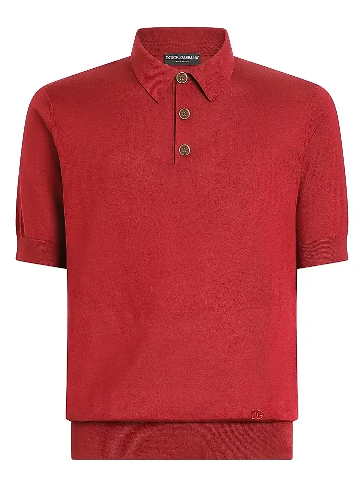 Dolce & Gabbana Men's Vinaccia Logo Silk Polo Shirt