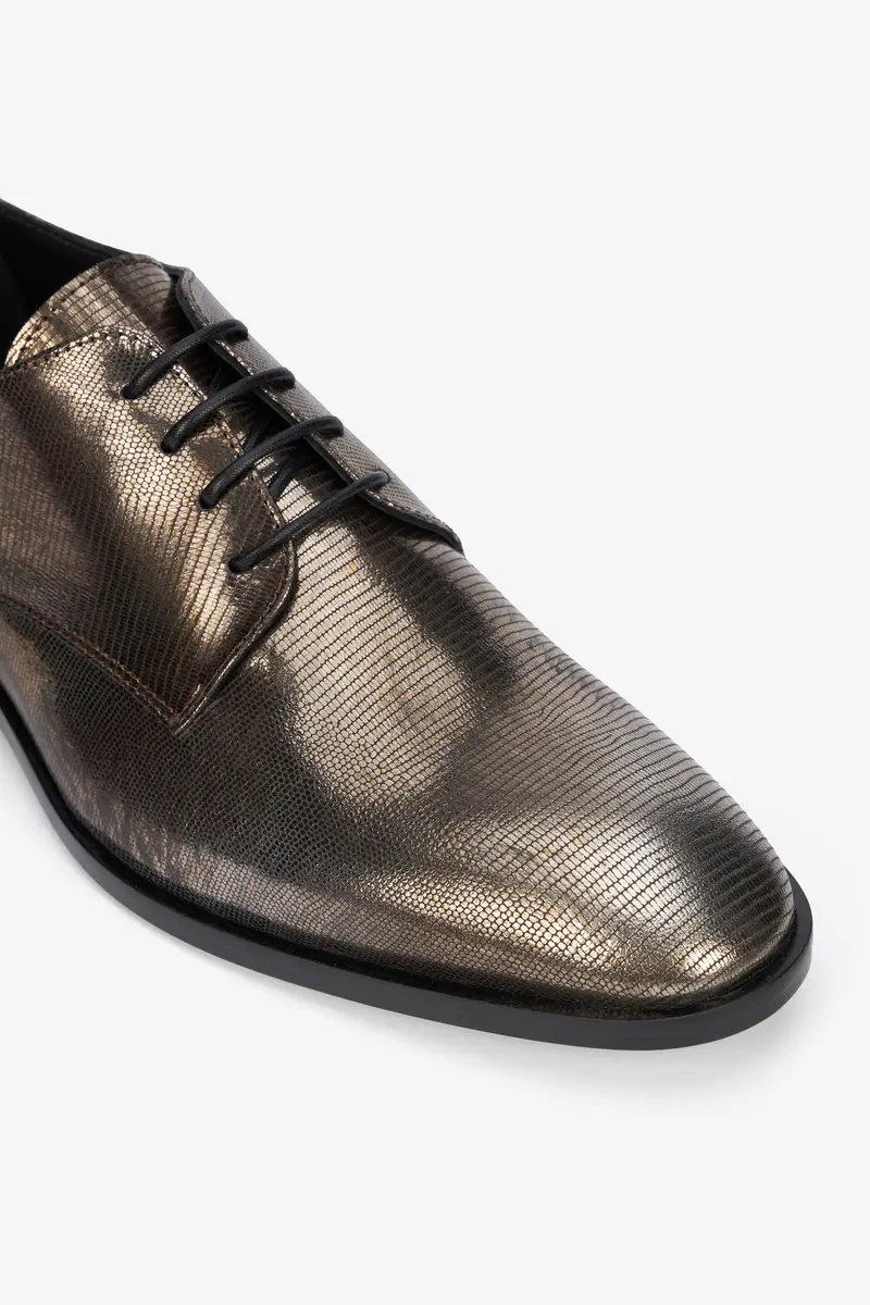 Roberto Cavalli Brown Lace-Up Leather Loafers with Python Effect | Thumbnail 4