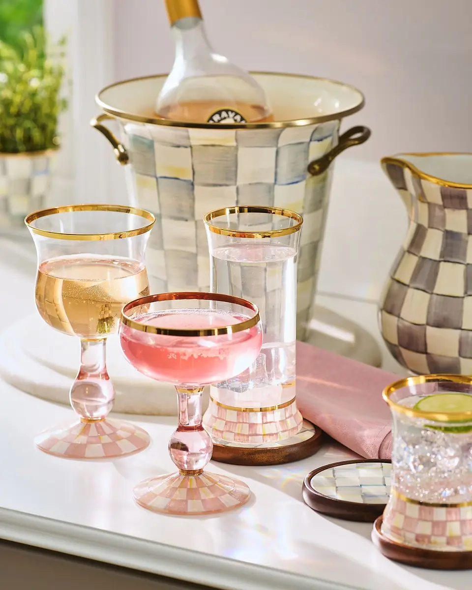 MacKenzie-Childs Rosy Check Tumbler Glasses, Set of 2 | Thumbnail 3 MacKenzie-Childs Rosy Check Tumbler Glasses, Set of 2 | Thumbnail 3
