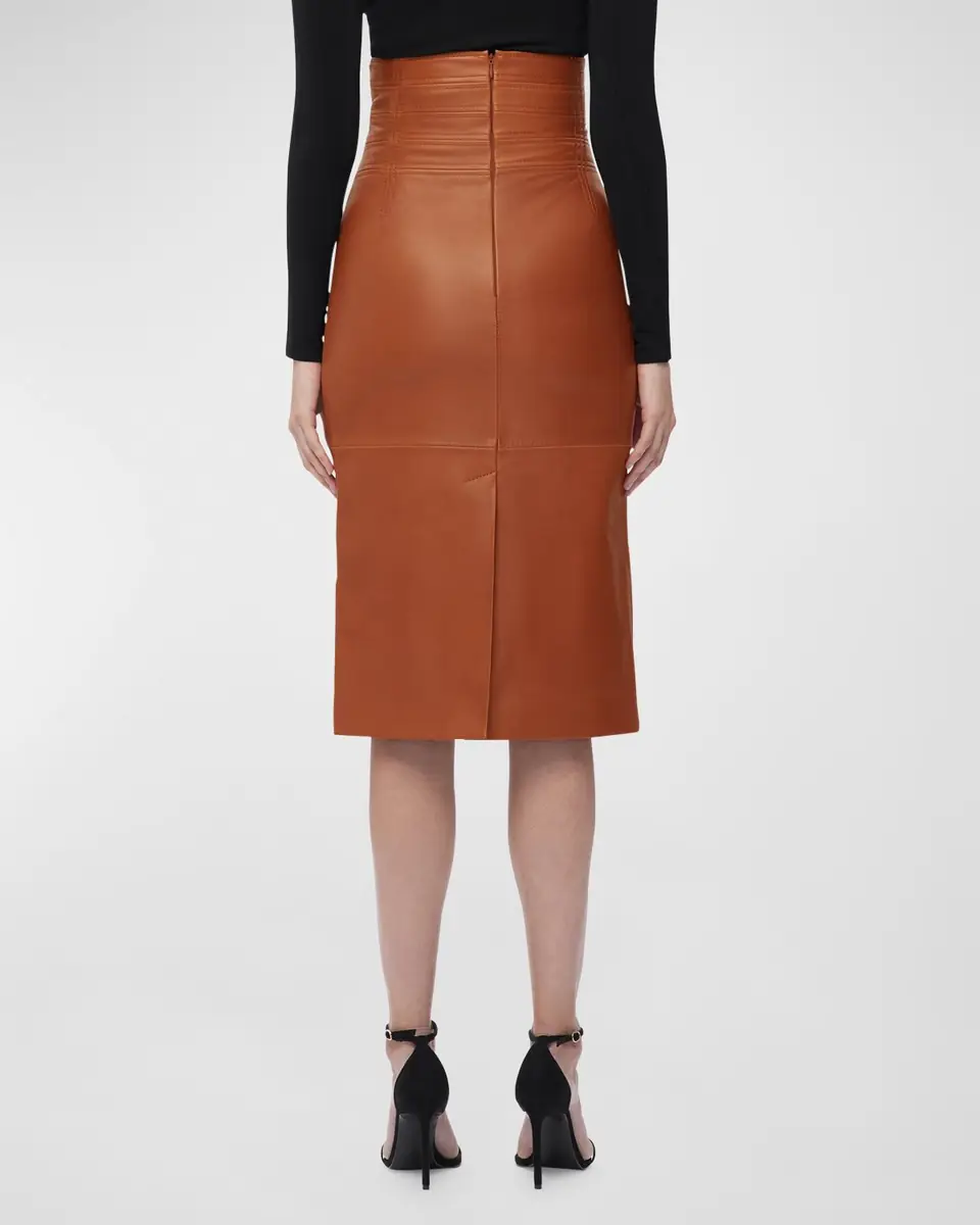Hervé Léger Piper Leather Midi Skirt | Thumbnail 2 Hervé Léger Piper Leather Midi Skirt | Thumbnail 2