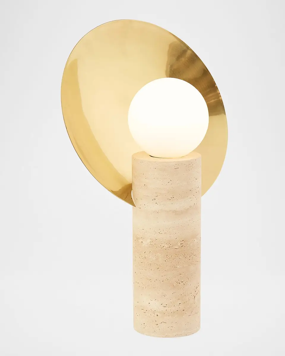 Jonathan Adler Halo Travertine 18" Table Lamp | Thumbnail 2