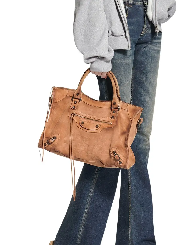 Balenciaga Le City Suede Medium Tote Bag | Image 1 Balenciaga Le City Suede Medium Tote Bag | Image 1