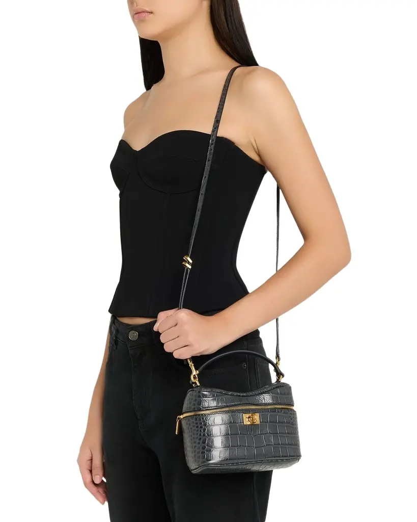 Balenciaga Rodeo Croc-Embossed Leather Vanity Top-Handle Bag | Image 1 Balenciaga Rodeo Croc-Embossed Leather Vanity Top-Handle Bag | Image 1