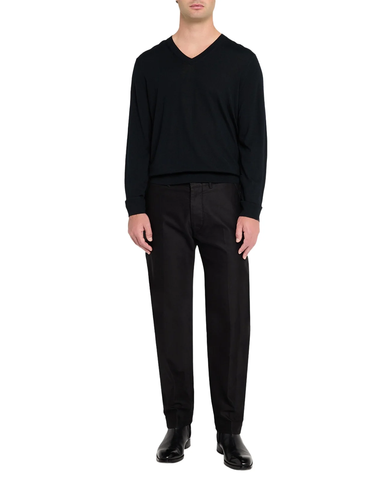 Men's V-Neck Wool-Silk Sweater