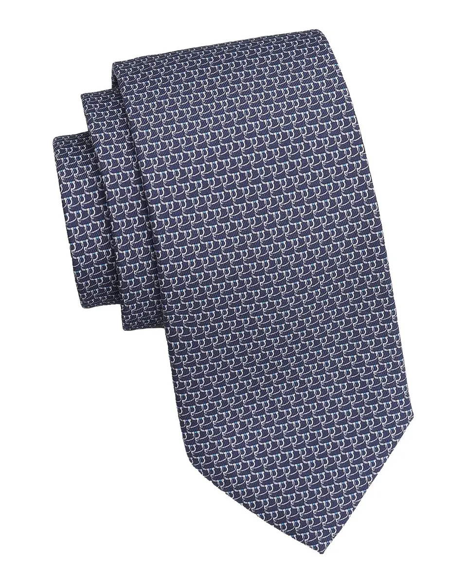 Ferragamo Men's Gancio Micro-Geometric Tie | Thumbnail 2