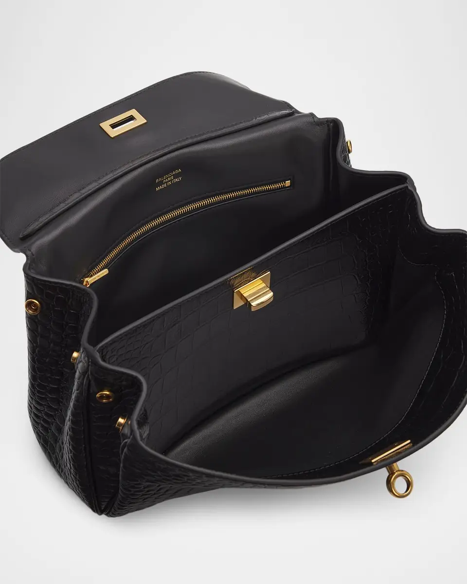 Balenciaga Rodeo Croc-Embossed Leather Top-Handle Bag | Thumbnail 3 Balenciaga Rodeo Croc-Embossed Leather Top-Handle Bag | Thumbnail 3