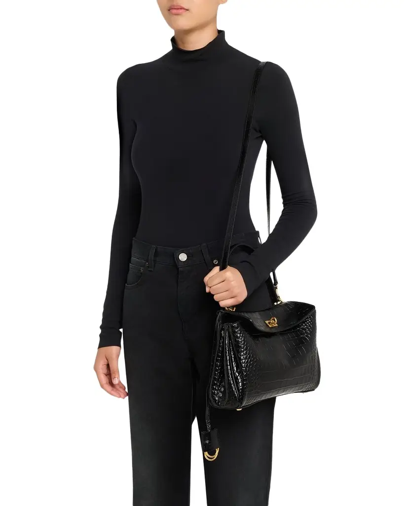 Balenciaga Rodeo Croc-Embossed Leather Top-Handle Bag | Image 1 Balenciaga Rodeo Croc-Embossed Leather Top-Handle Bag | Image 1