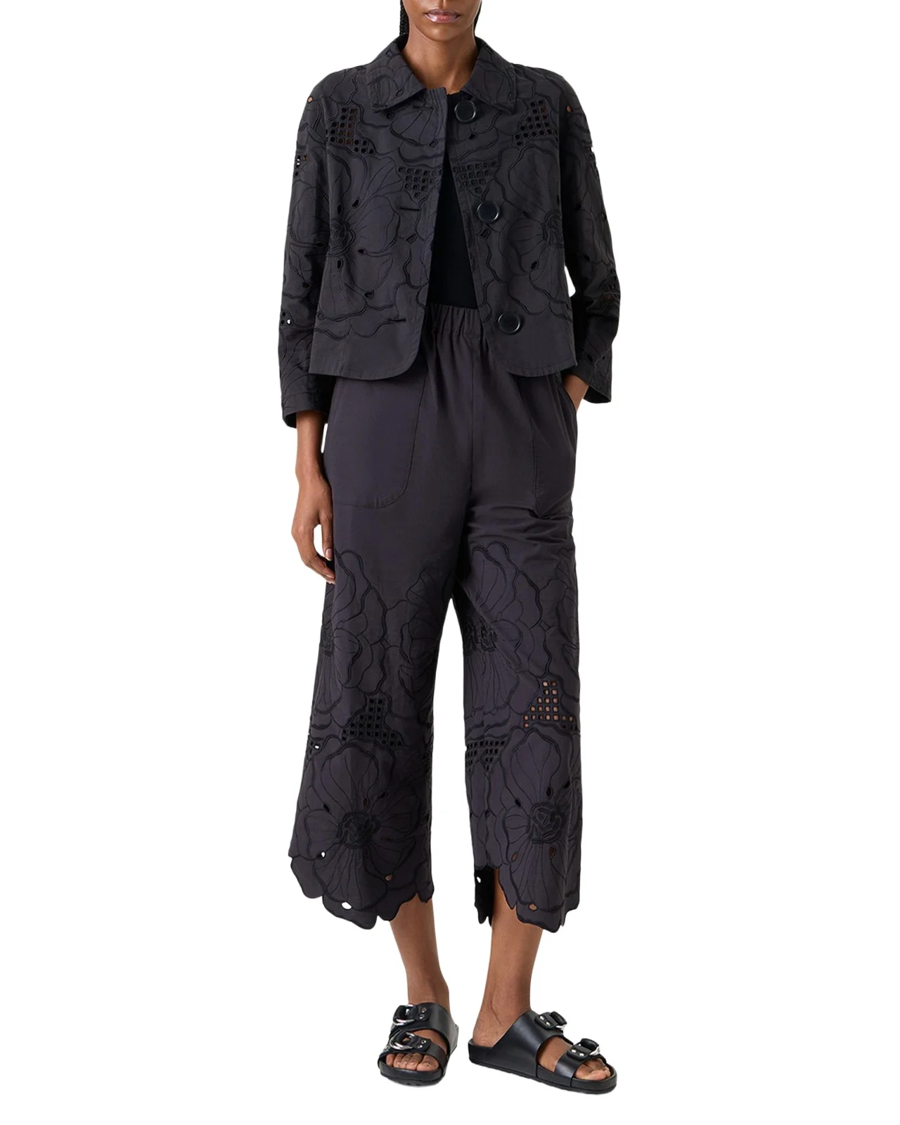Akris punto Flower Eyelet Jacket in Cotton Poplin