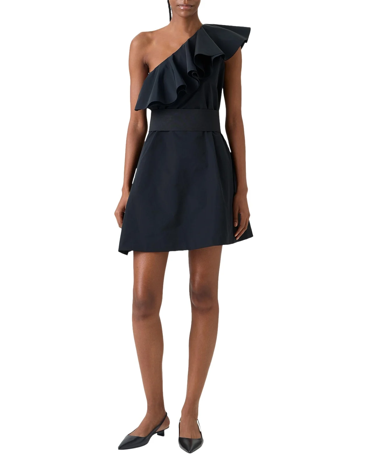 Ruffle One-Shoulder Belted Mini Dress Ruffle One-Shoulder Belted Mini Dress