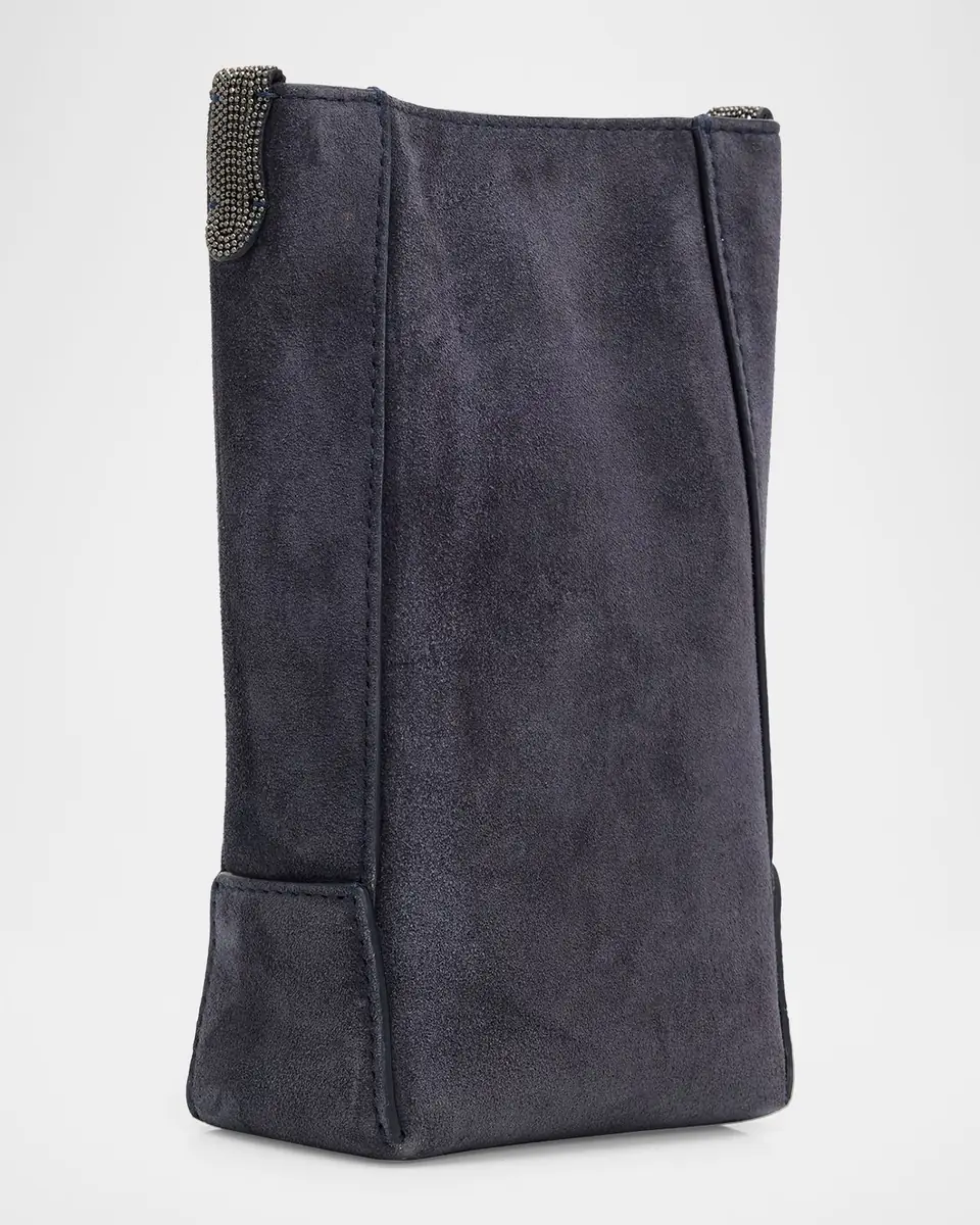 Brunello Cucinelli BC Duo Suede Phone Holder w/ Monili | Thumbnail 2
