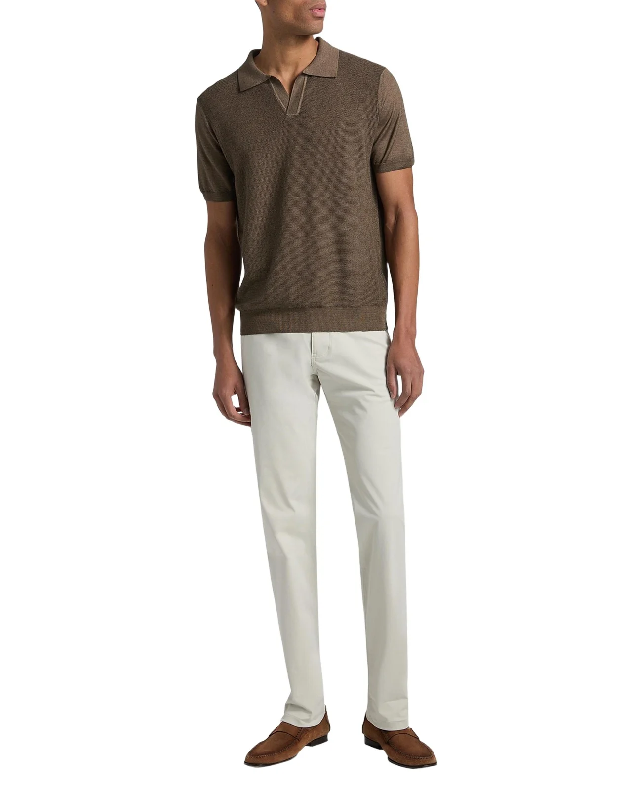 Men's Textured Wool Polo Shirt Men's Textured Wool Polo Shirt