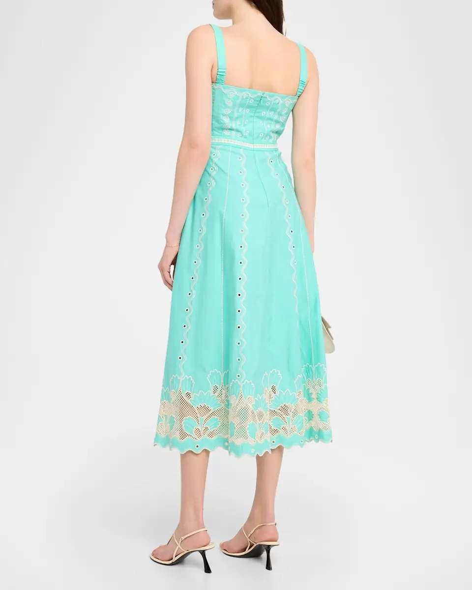 Saloni Aurora B Embroidered Midi Dress | Thumbnail 2 Saloni Aurora B Embroidered Midi Dress | Thumbnail 2