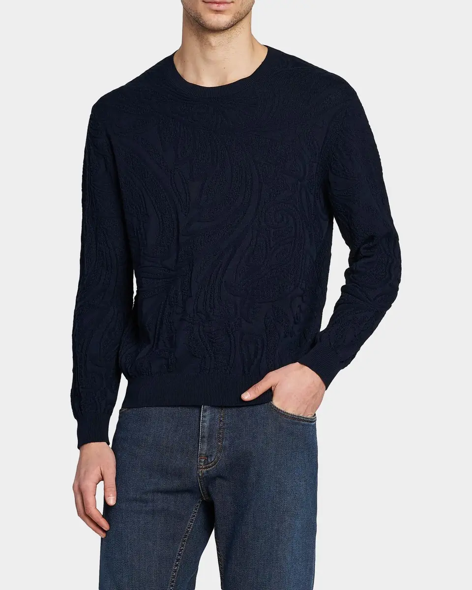 Etro Men's Roma Textural Cotton Knit Sweater | Thumbnail 3