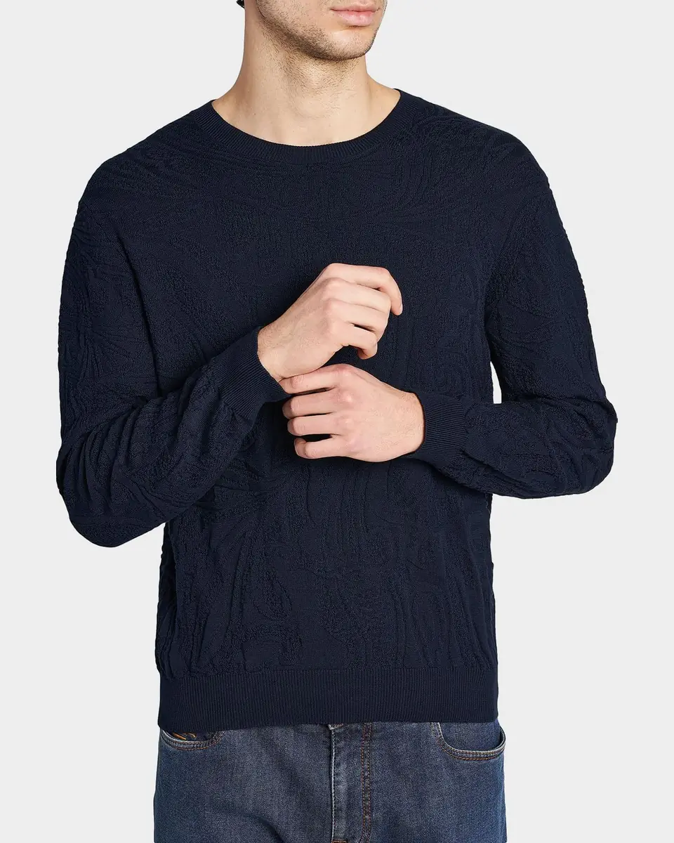 Etro Men's Roma Textural Cotton Knit Sweater | Thumbnail 4