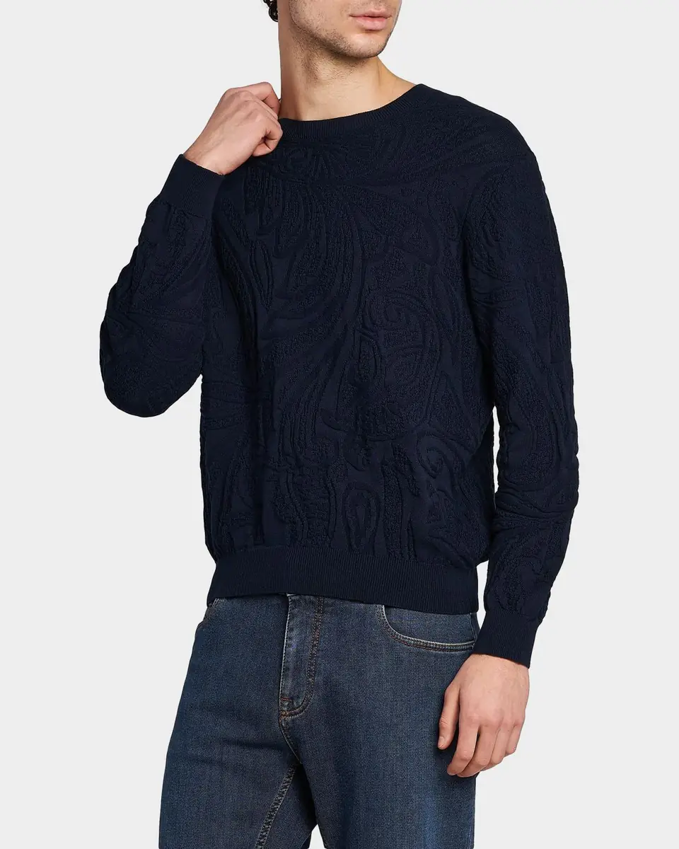 Etro Men's Roma Textural Cotton Knit Sweater | Thumbnail 5