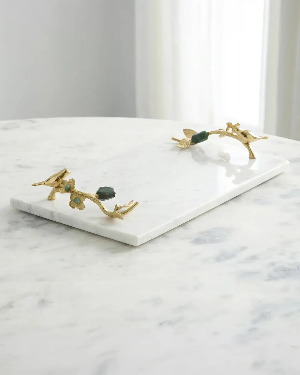 John-Richard Collection Brass Branches Marble Tray | Image 1 John-Richard Collection Brass Branches Marble Tray | Image 1