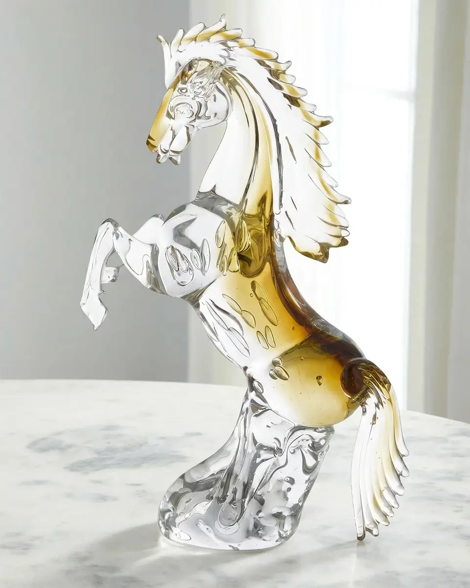 John-Richard Collection Rearing Glass Horse Sculpture | Thumbnail 2