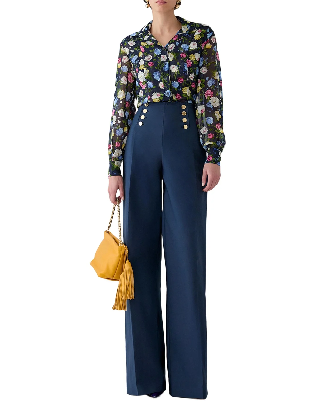 Alba Button-Front Wide-Leg Sailor Pants Alba Button-Front Wide-Leg Sailor Pants