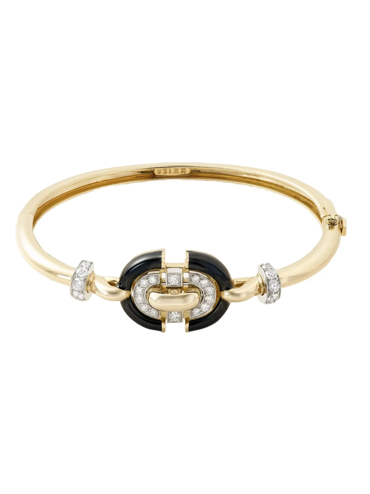 Unity 18-karat Gold And Platinum, Diamond And Enamel Bracelet - Black