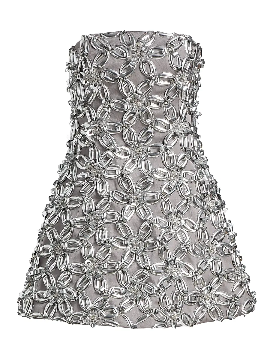 SIMKHAI Women's Vandelia Embellished Strapless Minidress - Slate Gray | Image 1 SIMKHAI Women's Vandelia Embellished Strapless Minidress - Slate Gray | Image 1