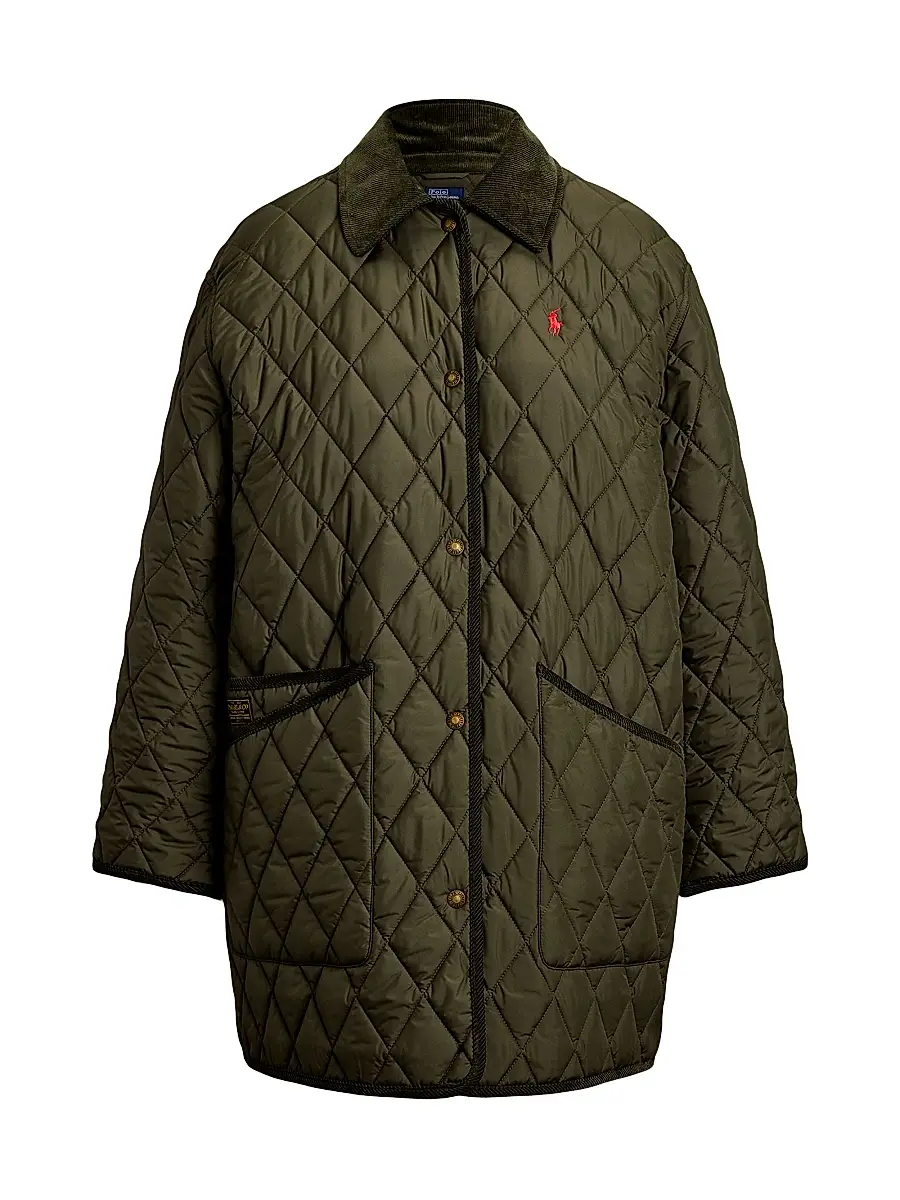 Polo Ralph Lauren Women's Oversized Quilted Barn Jacket - Ranger Green - Size XS | Image 1 Polo Ralph Lauren Women's Oversized Quilted Barn Jacket - Ranger Green - Size XS | Image 1