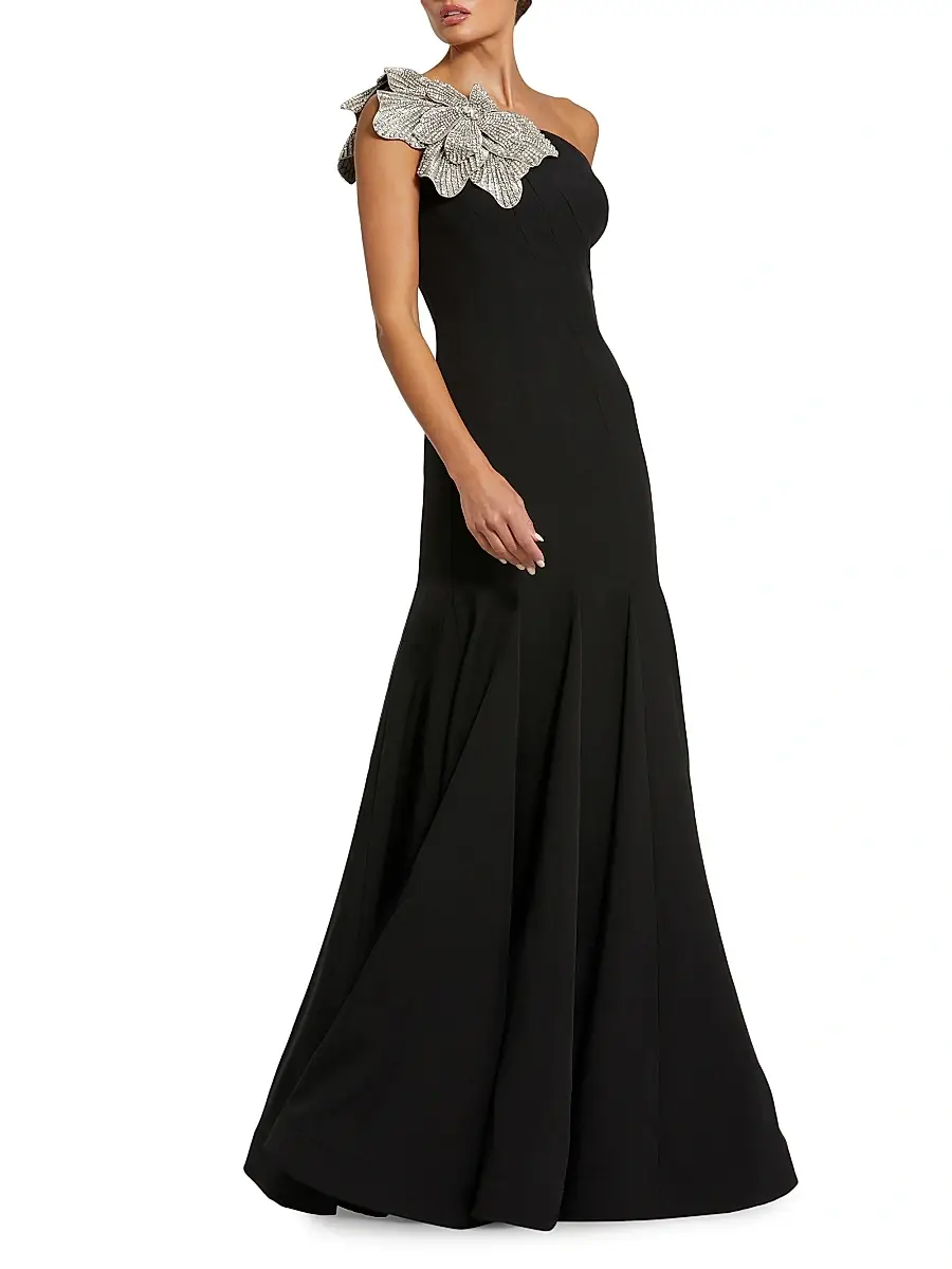 Mac Duggal Women's Seamed Crepe One-Shoulder Gown | Thumbnail 2 Mac Duggal Women's Seamed Crepe One-Shoulder Gown | Thumbnail 2
