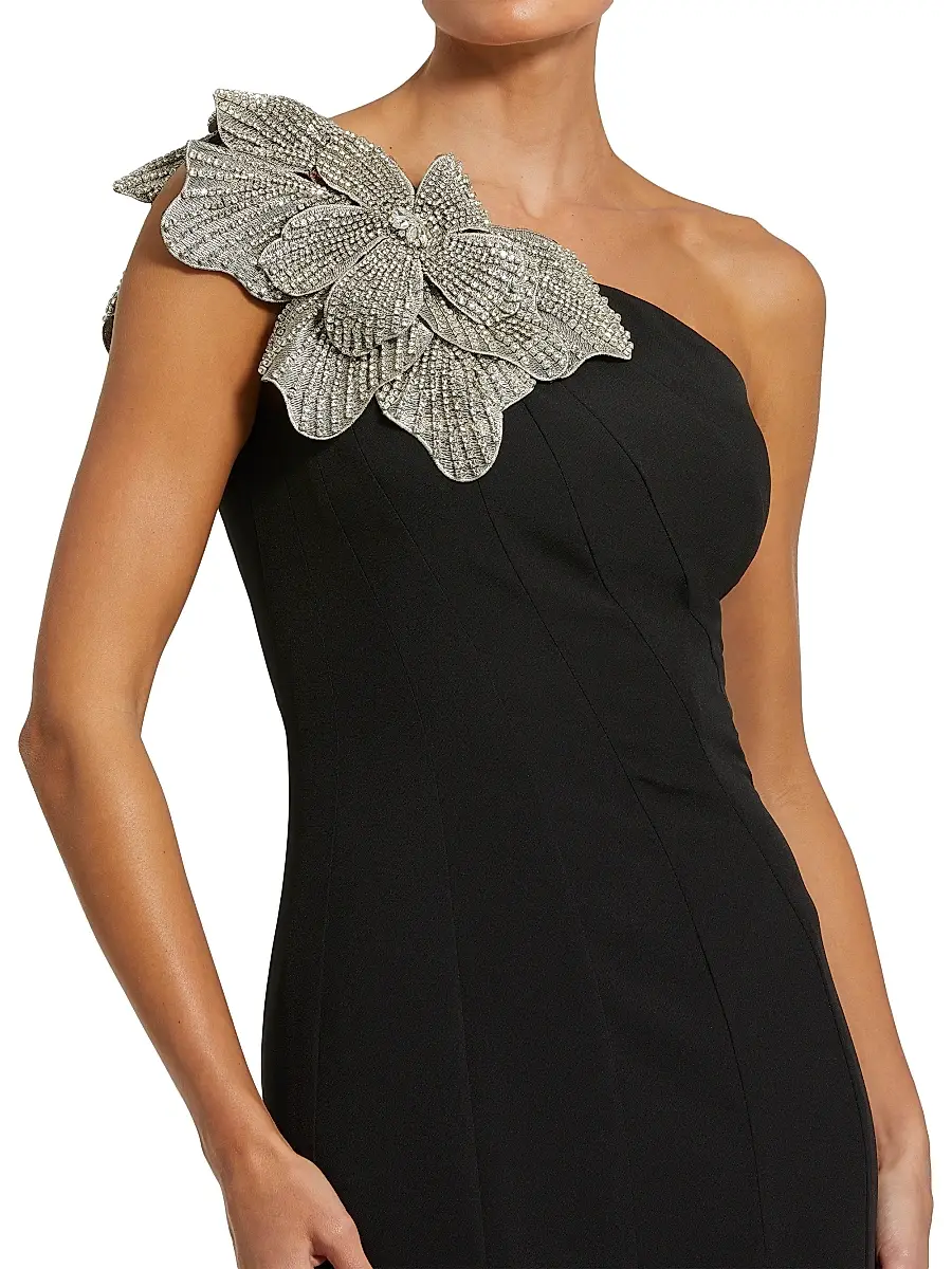 Mac Duggal Women's Seamed Crepe One-Shoulder Gown | Thumbnail 4 Mac Duggal Women's Seamed Crepe One-Shoulder Gown | Thumbnail 4