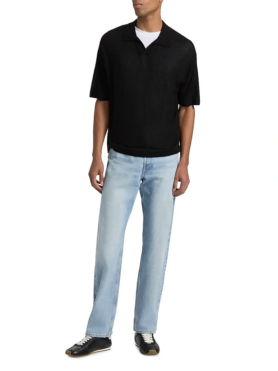 Frame Men's Superfine Wool-Cashmere Short-Sleeve Polo Sweater | Thumbnail 2 Frame Men's Superfine Wool-Cashmere Short-Sleeve Polo Sweater | Thumbnail 2