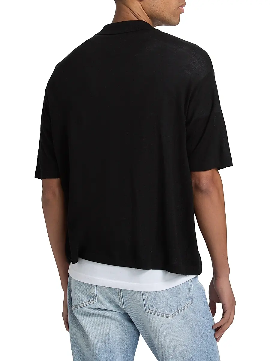 Frame Men's Superfine Wool-Cashmere Short-Sleeve Polo Sweater | Thumbnail 5 Frame Men's Superfine Wool-Cashmere Short-Sleeve Polo Sweater | Thumbnail 5