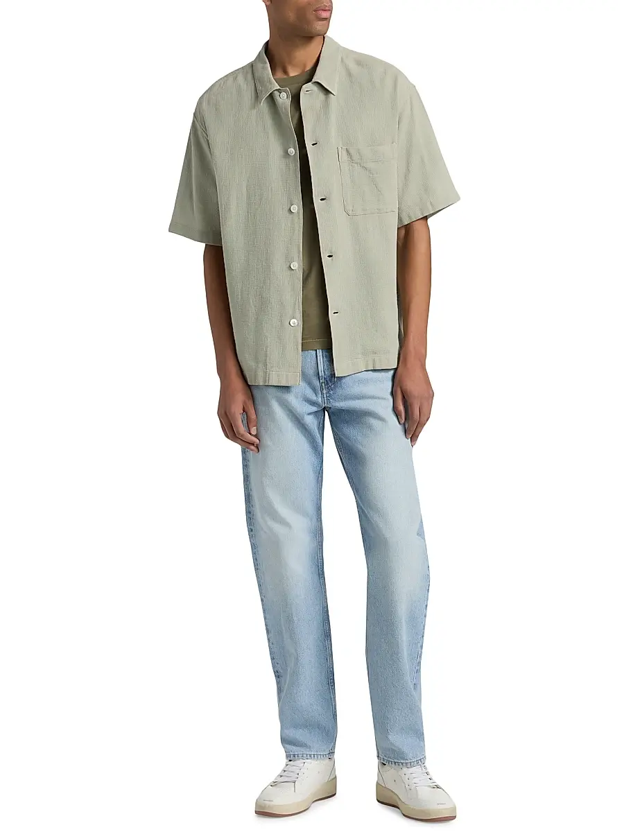 Frame Men's Open Weave Short-Sleeve Shirt | Thumbnail 2 Frame Men's Open Weave Short-Sleeve Shirt | Thumbnail 2