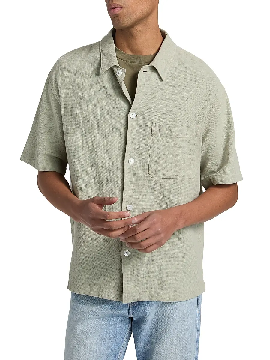 Frame Men's Open Weave Short-Sleeve Shirt | Thumbnail 3 Frame Men's Open Weave Short-Sleeve Shirt | Thumbnail 3