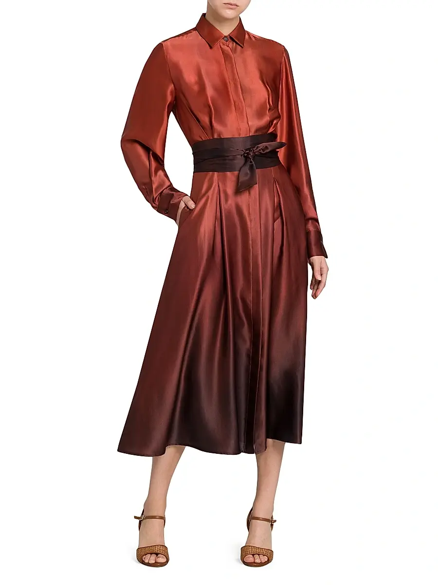 Kiton Women's Ombré Silk Tie-Waist Shirtdress | Thumbnail 2 Kiton Women's Ombré Silk Tie-Waist Shirtdress | Thumbnail 2