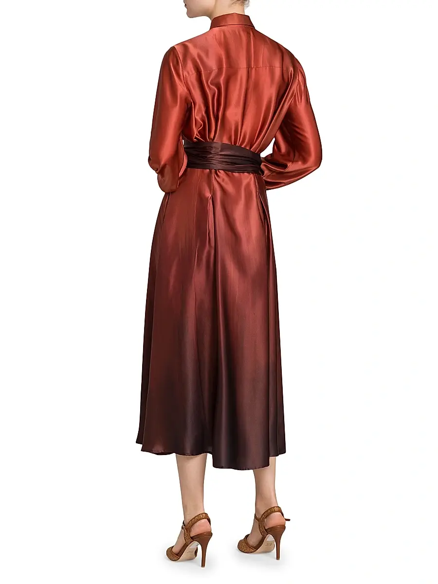 Kiton Women's Ombré Silk Tie-Waist Shirtdress | Thumbnail 5 Kiton Women's Ombré Silk Tie-Waist Shirtdress | Thumbnail 5