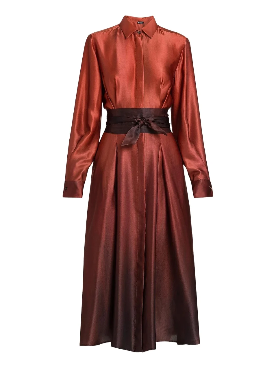 Women's Ombré Silk Tie-Waist Shirtdress
