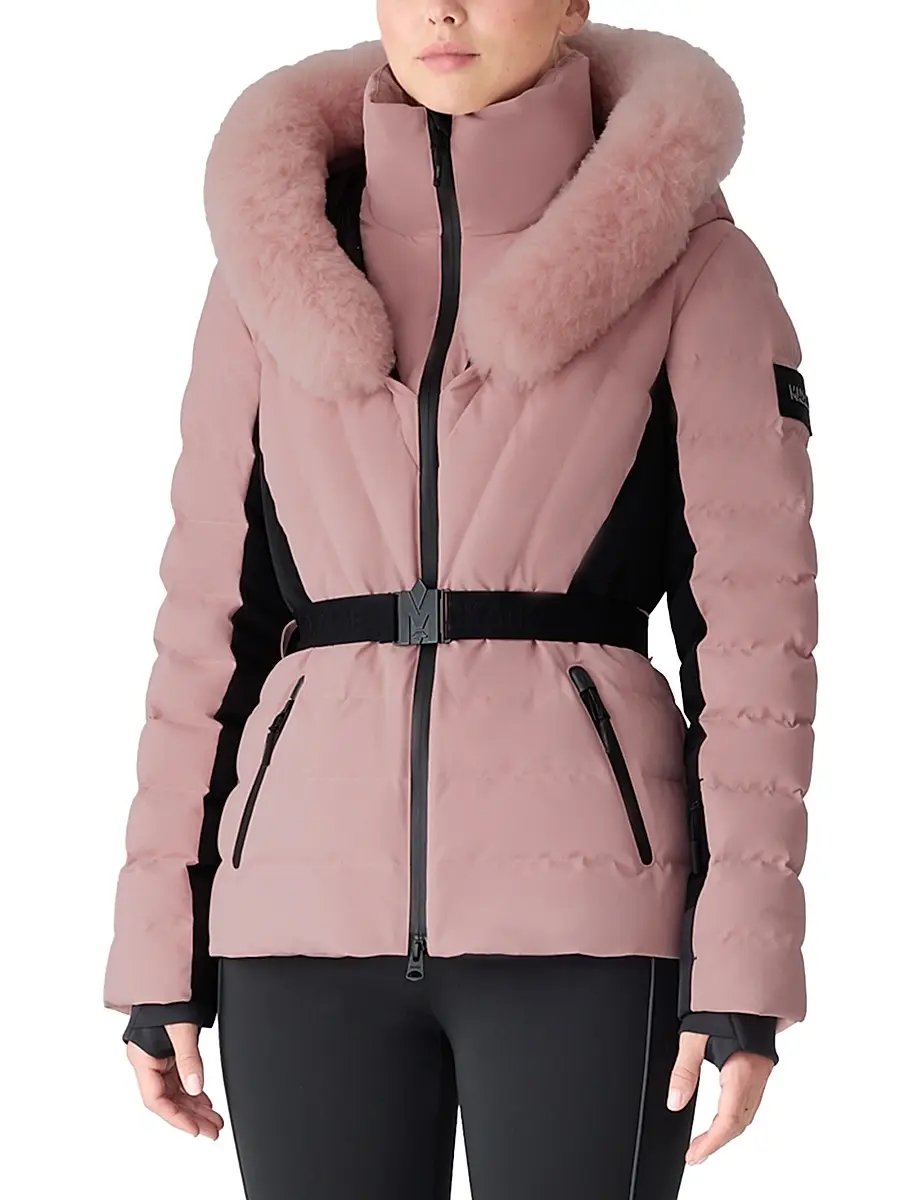 Mackage Women's Elita Belted Down Ski Jacket - Blush - Size XL | Image 1 Mackage Women's Elita Belted Down Ski Jacket - Blush - Size XL | Image 1