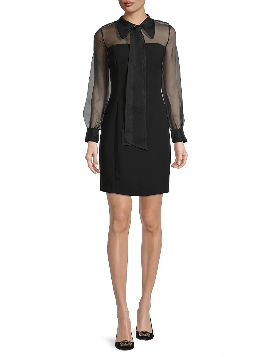 Shani Women's Silk Organza Mixed Media Collared Minidress | Thumbnail 2