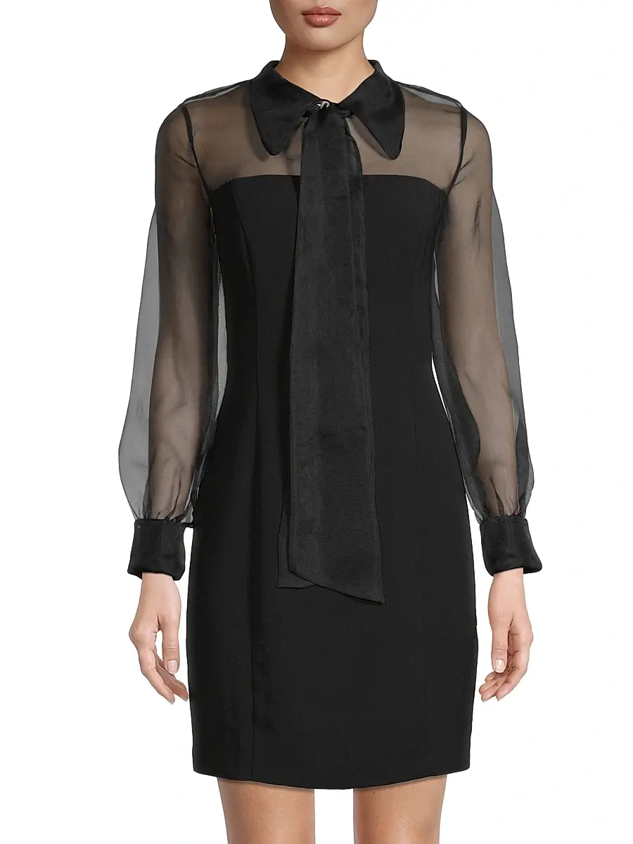 Shani Women's Silk Organza Mixed Media Collared Minidress | Thumbnail 3
