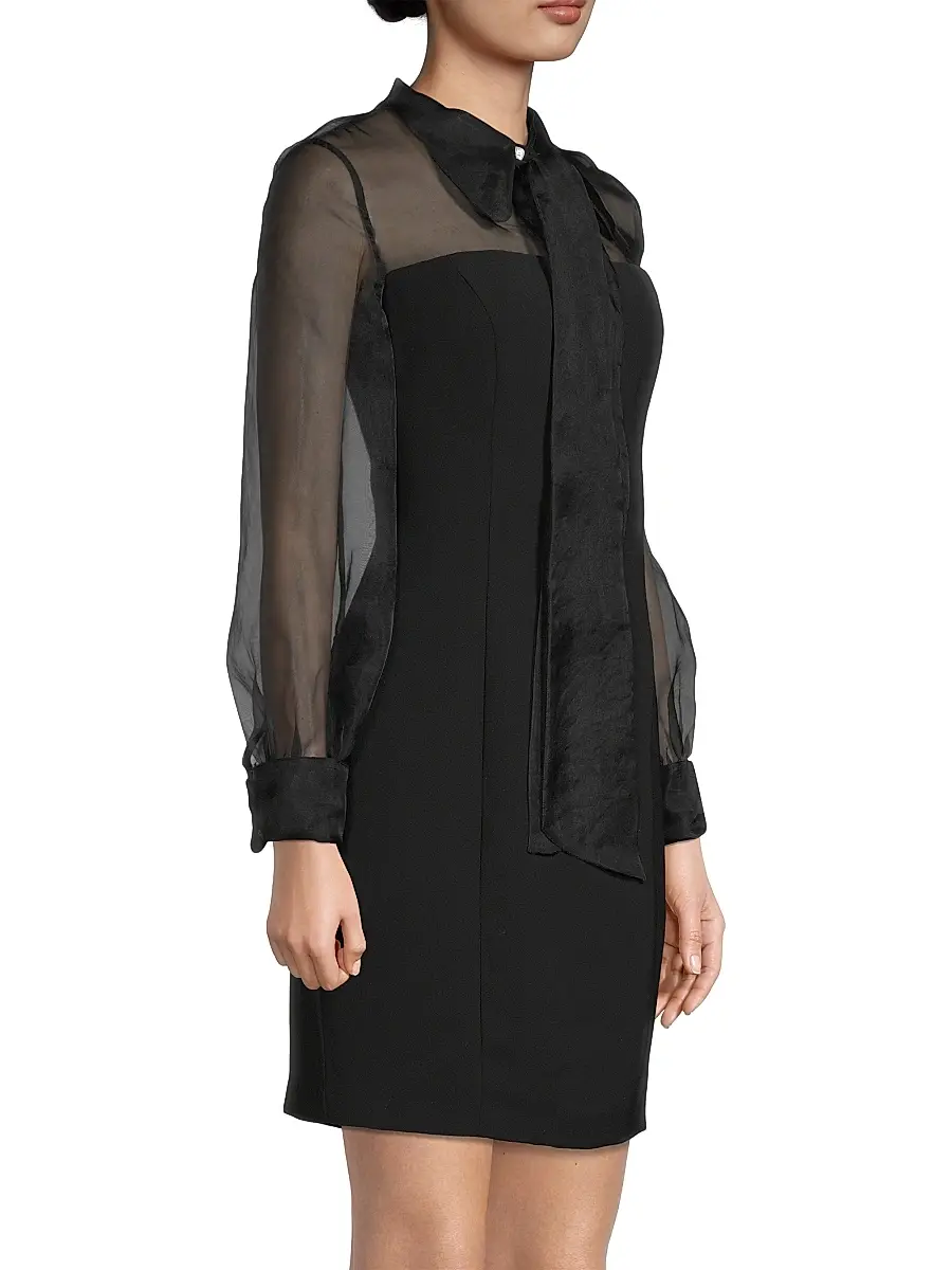 Shani Women's Silk Organza Mixed Media Collared Minidress | Thumbnail 4