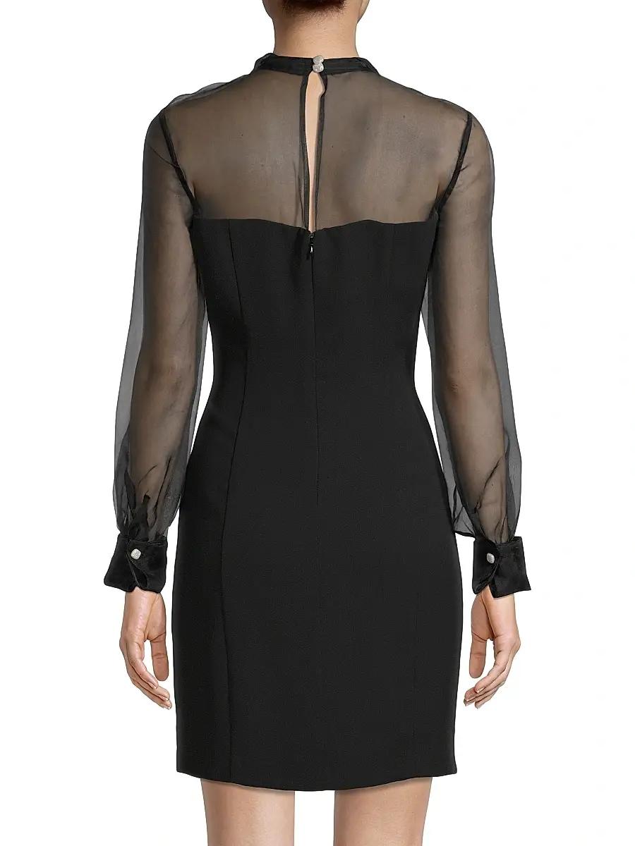 Shani Women's Silk Organza Mixed Media Collared Minidress | Thumbnail 5