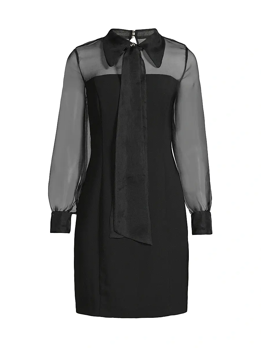 Shani Women's Silk Organza Mixed Media Collared Minidress - Black - Size 14 | Image 1 Shani Women's Silk Organza Mixed Media Collared Minidress - Black - Size 14 | Image 1