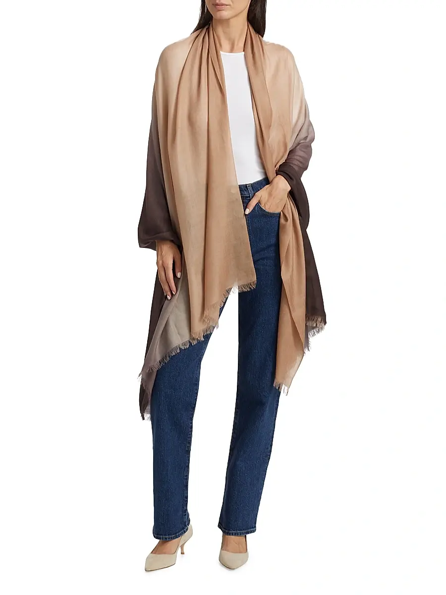 Sofia Cashmere Women's Ombré CashmereScarf - Brown Tan | Image 1 Sofia Cashmere Women's Ombré CashmereScarf - Brown Tan | Image 1