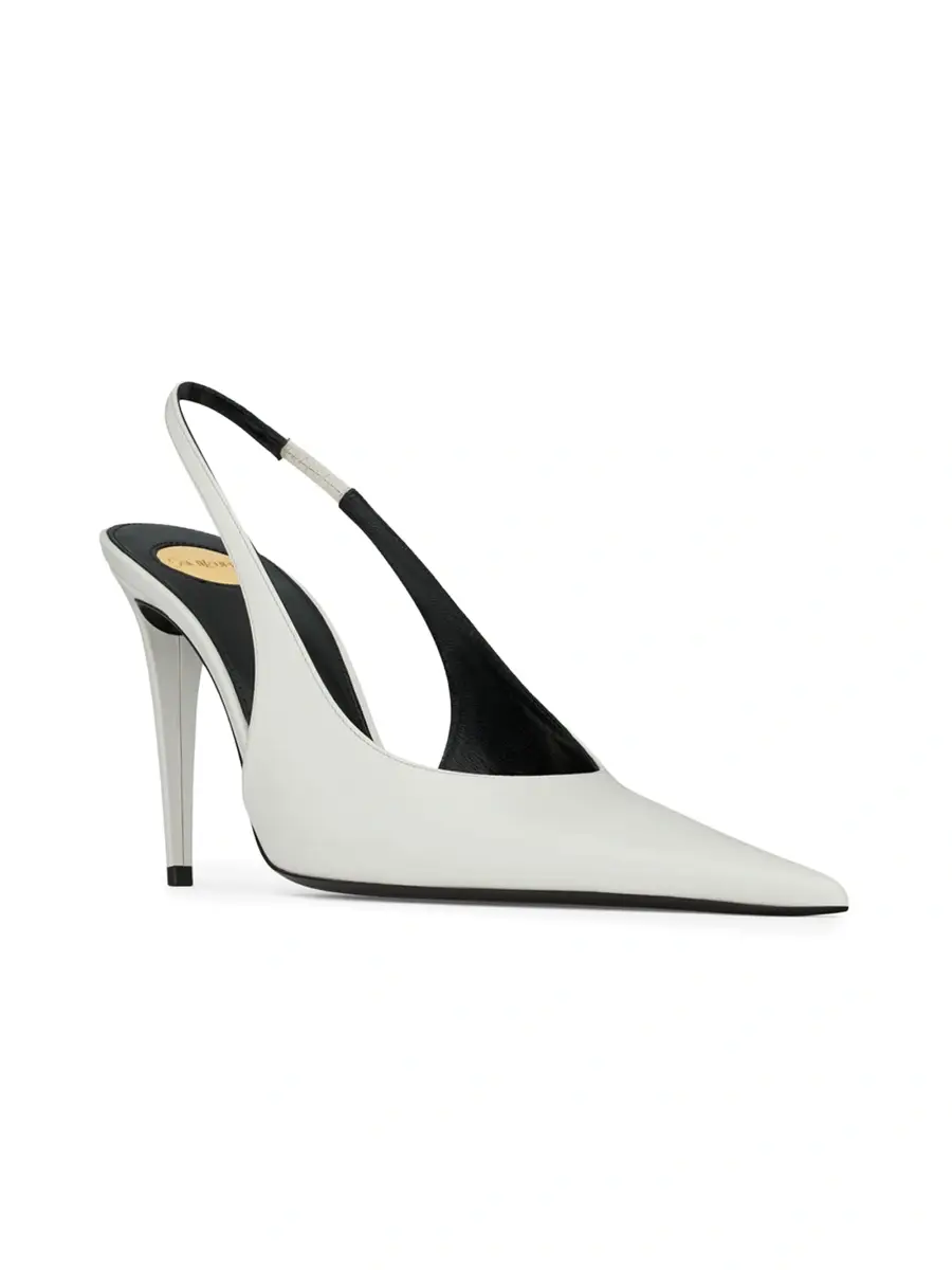 Saint Laurent Women's Guermantes Slingback Pumps in Patent Leather - White | Thumbnail 2 Saint Laurent Women's Guermantes Slingback Pumps in Patent Leather - White | Thumbnail 2